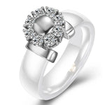 Luxury Sunflower Zircon Ceramic Ring For WomenWHITE6 USA