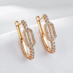 585 Rose Gold Geometric Zircon Earrings for Women
