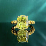 9*11mm Peridot Square Vintage 18K Gold Plated 925 Sterling Silver RingRing