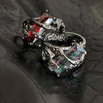 Fashion Punk Style Thorn Ruby Ring Women Men Adjustable Open Rings