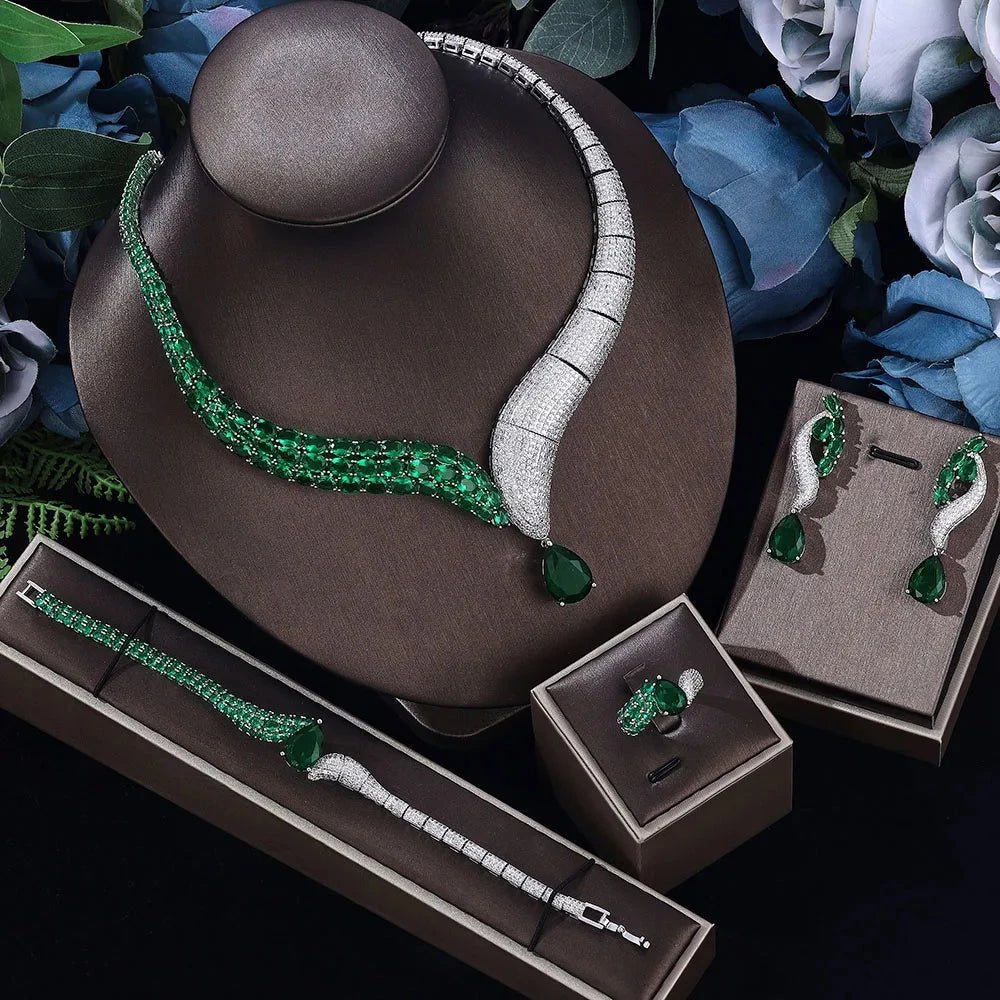 Jewelry Set Water Drop Shape Jewelry Set for Women'sresizablegreen