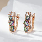 585 Rose Gold Drop Earrings for Women Delicate Cut Dazzling Colorful