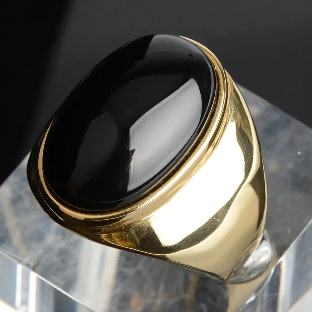 Vintage Gray Cat Eye Stainless Steel RingBlack-G12