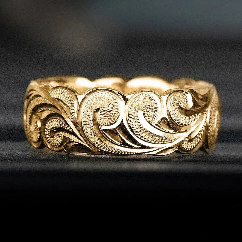 Huitan Boho Floral Gold Ring for WomenQ7756