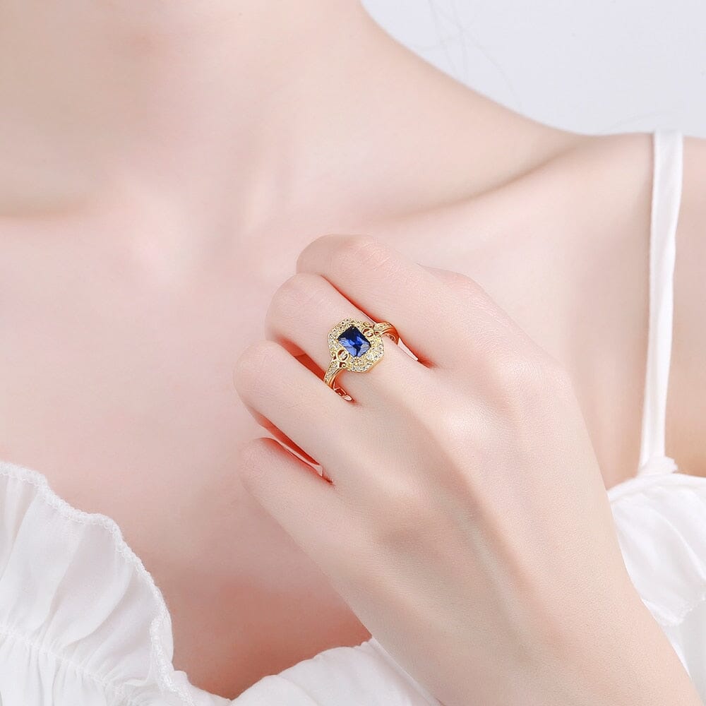 5*7mm Sapphire Gemstone Ring Hollowed-out0