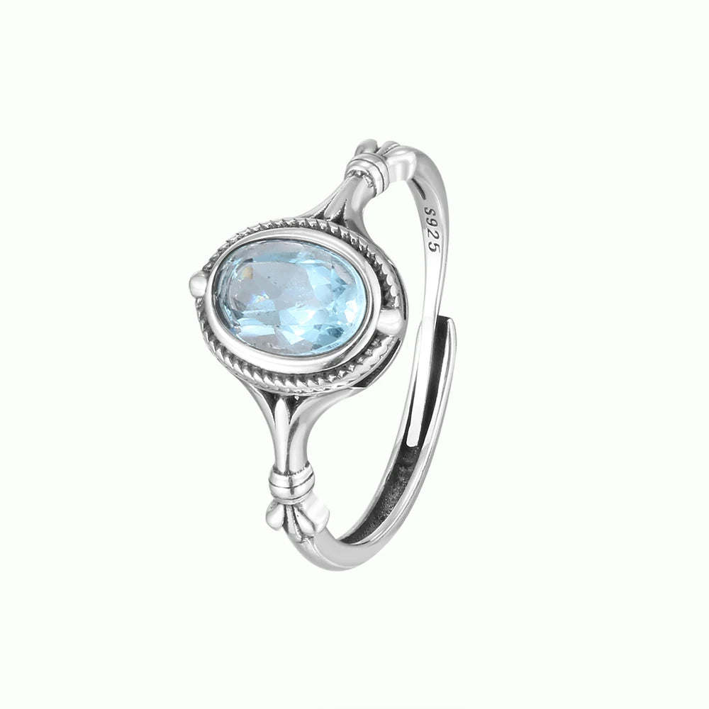 Exquisite s925 Silver Natural Ore Blue Crystal Topaz