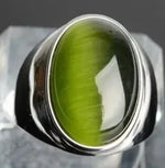Vintage Gray Cat Eye Stainless Steel RingArmyGreen-S12