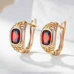 Classic Red Zircon Drop Earrings – Rose Gold Color