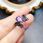 6*8mm Natural Amethyst S925 Sterling Silver Ring