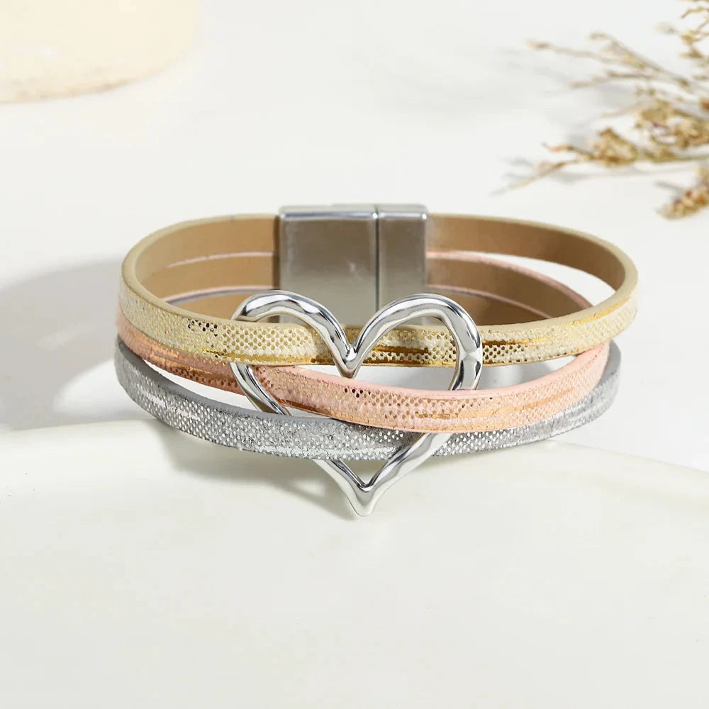 Romantic Hollow Metal Love Heart Wrap Bracelet for Women01