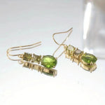 Delicate Gold Color Inlaid with Green Zircon Dangle Earrings for Women