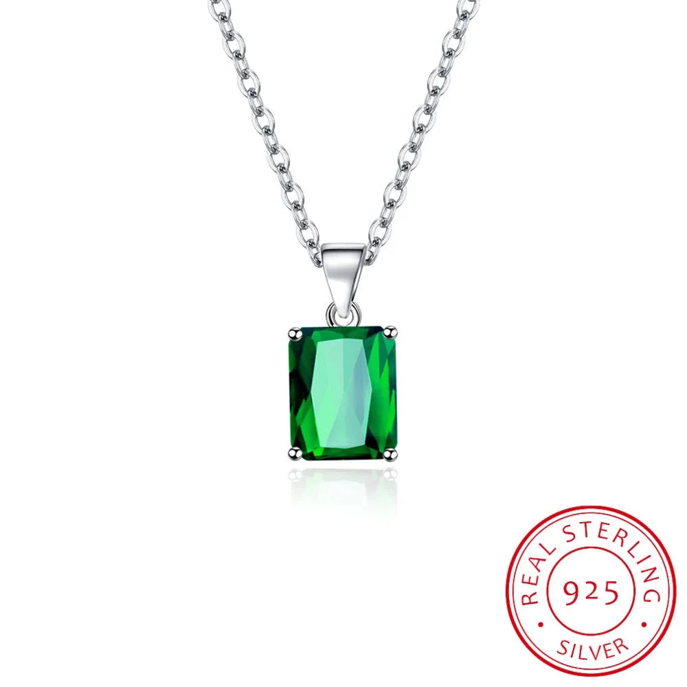 9*10mm Ice Cut Topaz High Carbon Diamond Pendant NecklaceGreen