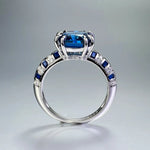 100% 925 Sterling Silver 8*8 MM Sapphire High Carbon Diamond Gemstone Engagement Ring