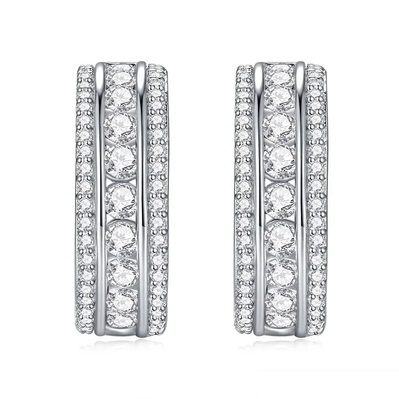 Elegant Geometric C-Shaped Zircon Earrings for Women