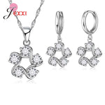 Trendy 925 Silver Color Jewelry Sets Cubic Zirconia Pendants Necklaces Charm Hoop Earrings Wedding Anniversary Gift For WomenT49701