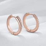 Elegant Rose Gold Zircon Hoop Earrings for Women