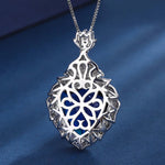 Luxury Vintage 19*20mm Sapphire Pendant Necklace for Women