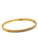 Shiny Zircon 18K Gold Plated Stainless Steel Bangle for Women