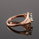 Rose Gold Marquise Blue Cubic Zirconia Elegant Women Rings