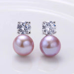 925 Sterling Silver Natural Freshwater Pearl Earrings for Womenpurple pearl earring