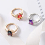 Gold Plated Tourmaline Color CZ Ring for Women