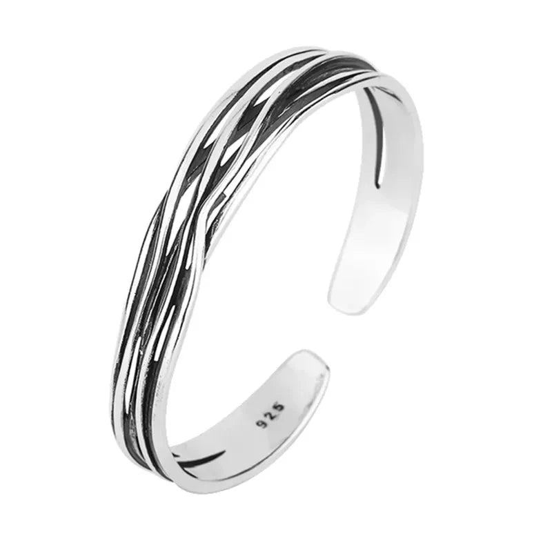 Retro Wave Braided Bracelets 925 Sterling Silver