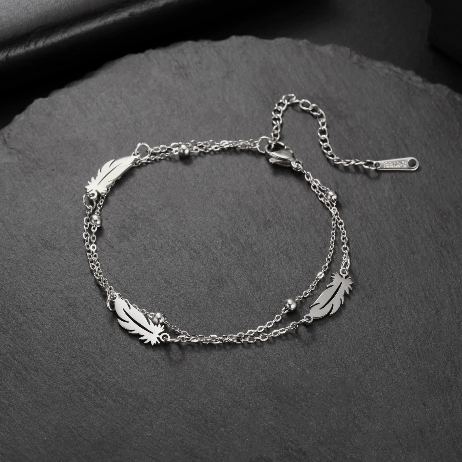 Women’s Stainless Steel Charm BraceletBeads Chain-S17-22 cm