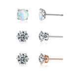3 Pairs of Red Opal Stone Stud EarringsOT092