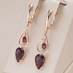 Transparent Grey Stone Drop Earrings – 585 Rose GoldPurple