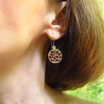 Vintage Gold Color Fruit Pomegranate Drop Earrings For Women Natural Red Garnet