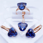 Fashion new product sapphire rings for women plated 14K rose gold luxury classic elegant jewelry AdjustableSet