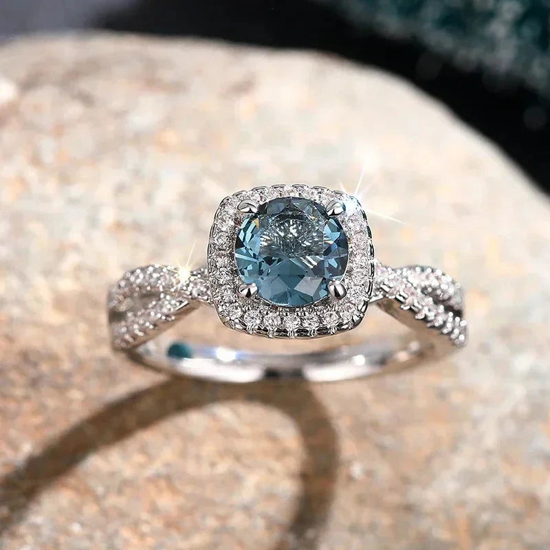 Luxury Blue Zirconia Wedding Band