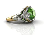 14K Yellow Gold Natural Emerald Gemstone Ring for Women