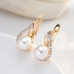 Luxury Rose Gold Geometric Pearl Earrings for Women