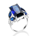 Sapphire Square Crystal Silver RingRing