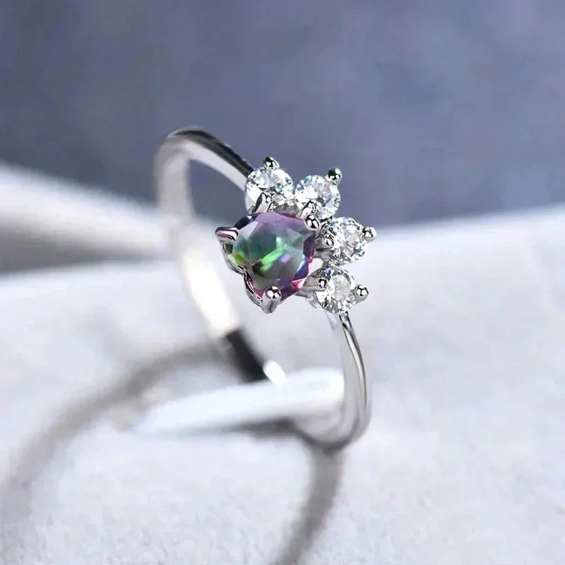 2025 New Fashion Cute Women's Colorful Zirconia Engagement Ring Design Finger Accessories Party Jewelry