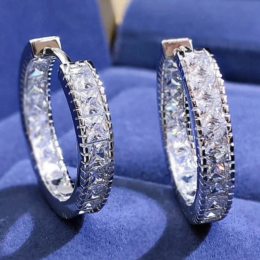 Versatile Women’s Hoop Earrings with Cubic ZirconiaE2033