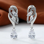 Luxury Crystal Clip Earrings for WomenWhite
