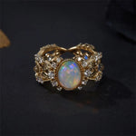 Luxury Crystal Opal Adjustable Ring Women Fashion Exquisite