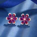 Ruby Flower Designed Jewelry SetEarring