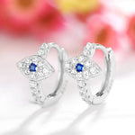 Sapphire Delicate Eye 925 Sterling Silver Hoop EarringsEarrings