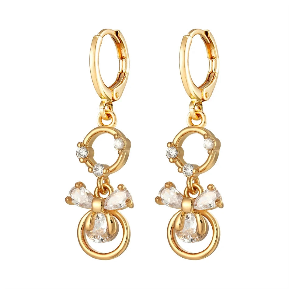 Gold CZ Zirconia Dangle Earrings For WomenCopper Earrings 1CHINA