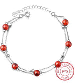 Fashion Trend Women's Red Garnet Stone Double Layer Beads Bracelet