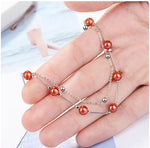 Fashion Trend Women's Red Garnet Stone Double Layer Beads Bracelet