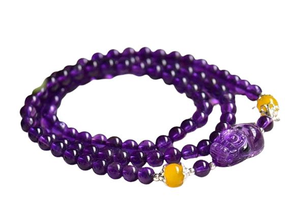 Natural Purple Crystal Beaded Bracelets 6mm Beads Amethyst