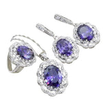Natural Purple Amethyst 925 Silver Jewelry Set for Women