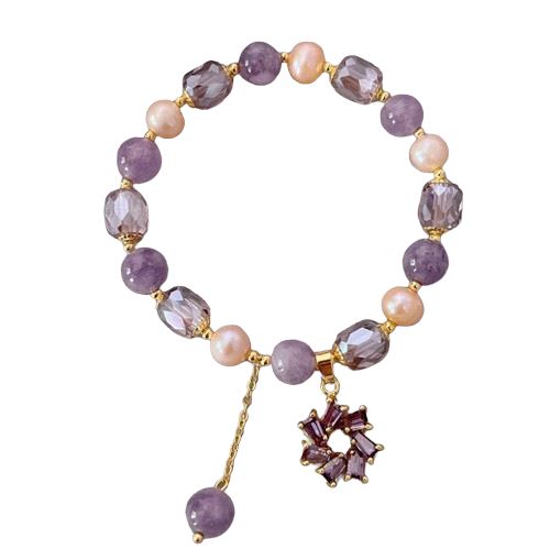 Purple Crystal Natural Pearl Bracelets