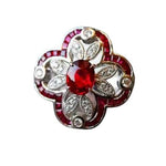 Vintage Hollow Out Flower 925 Silver Ruby Ring