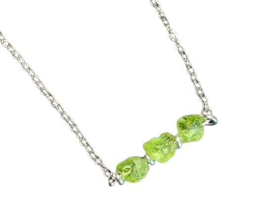 HEYYA STONE Natural Rough Peridot Pendant Necklace For Women Stainless steel Simple Fine Jewelry Gemstone Classic Style