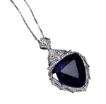 Luxury Vintage 19*20mm Sapphire Pendant Necklace for Women